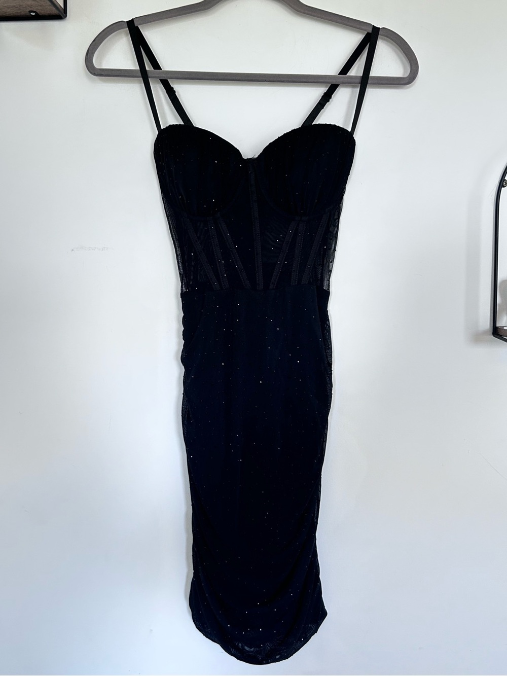 Windsor Black Corset Sheer Studded Bodycon Mini Dress Size Small